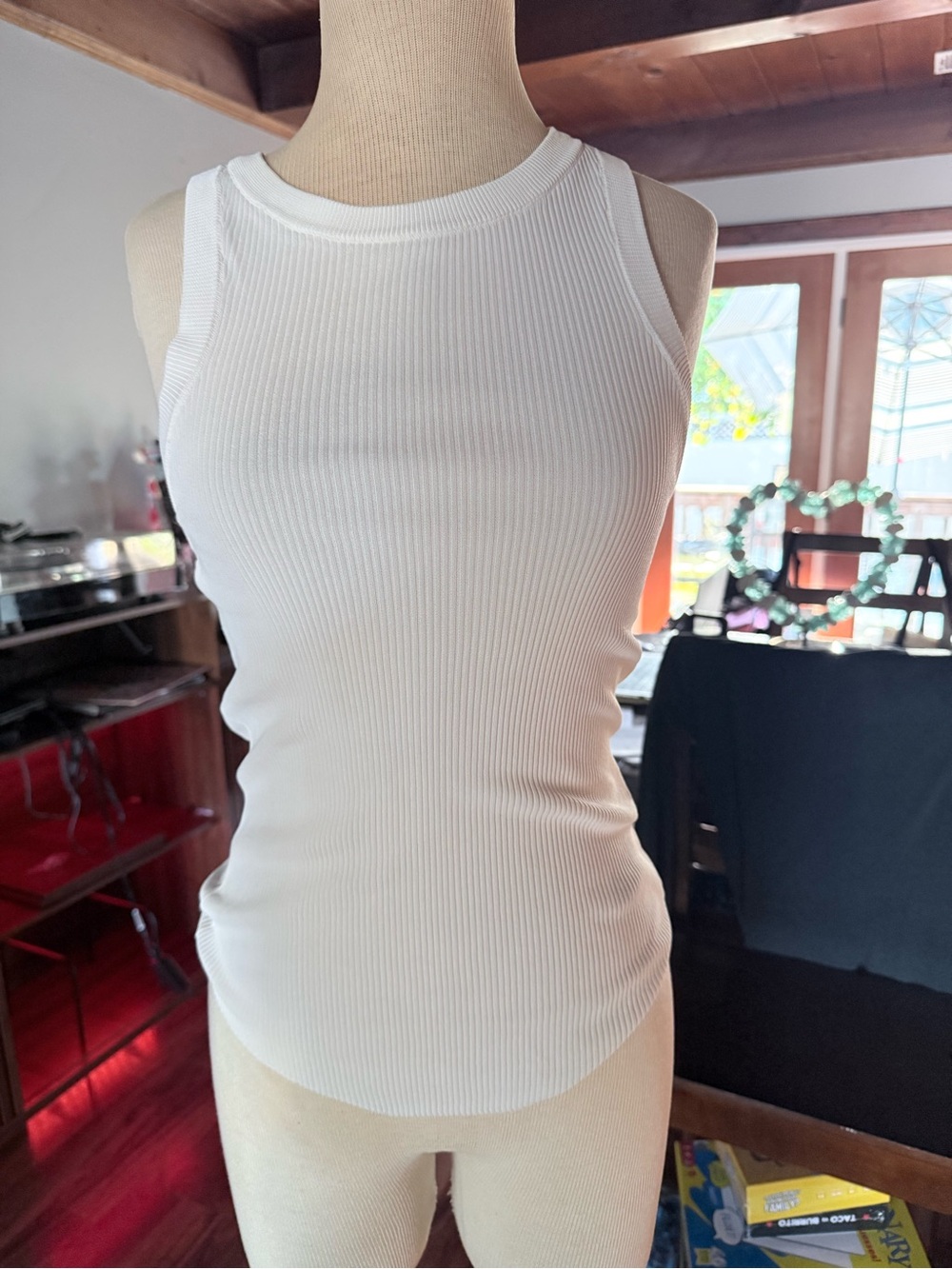 Zara White Ribbed Tank Top